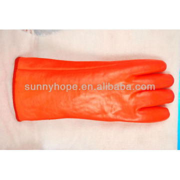 fluorescent orange PVC coated gloves